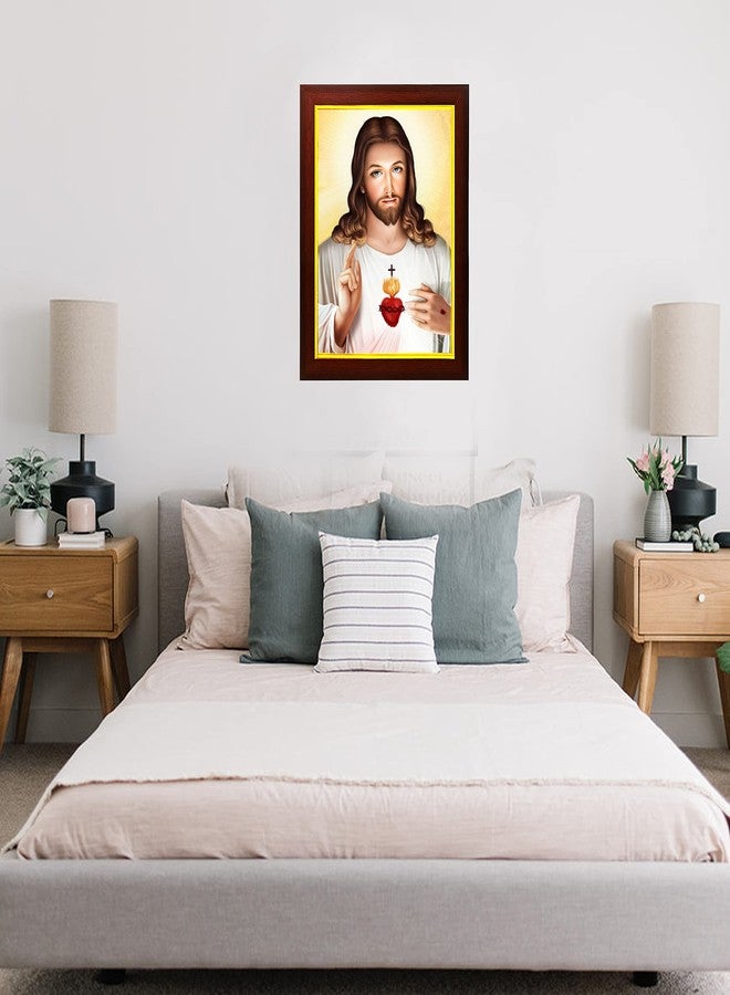 ZIG-ZAG zig zag Lord Jesus Christ Photo Frame For wall / room Size Medium ( 13.5x9.5 inches, Acrylic Glass) 2,Brown - Image 2